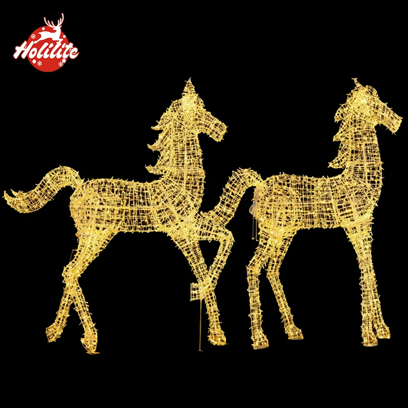 Outdoor Christmas Horse Light Sculpture (1)