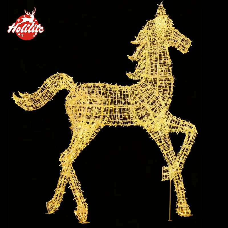 Outdoor Christmas Horse Light Sculpture (2)