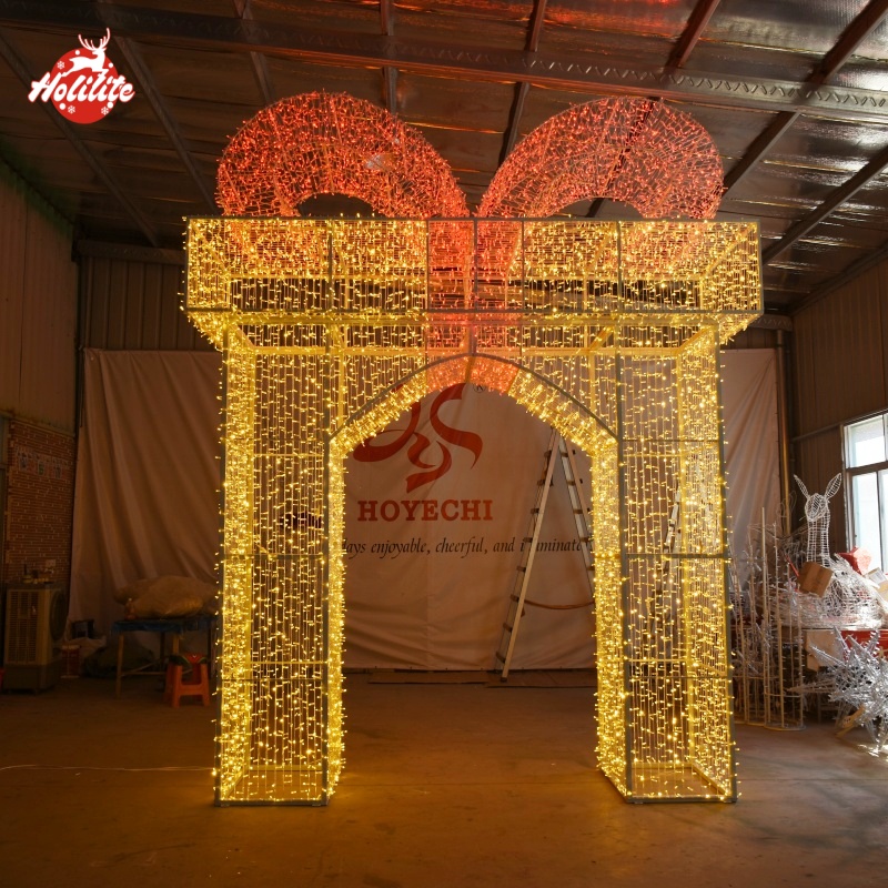 Waterproof LED gift box arch light for outdoor park exhibitions