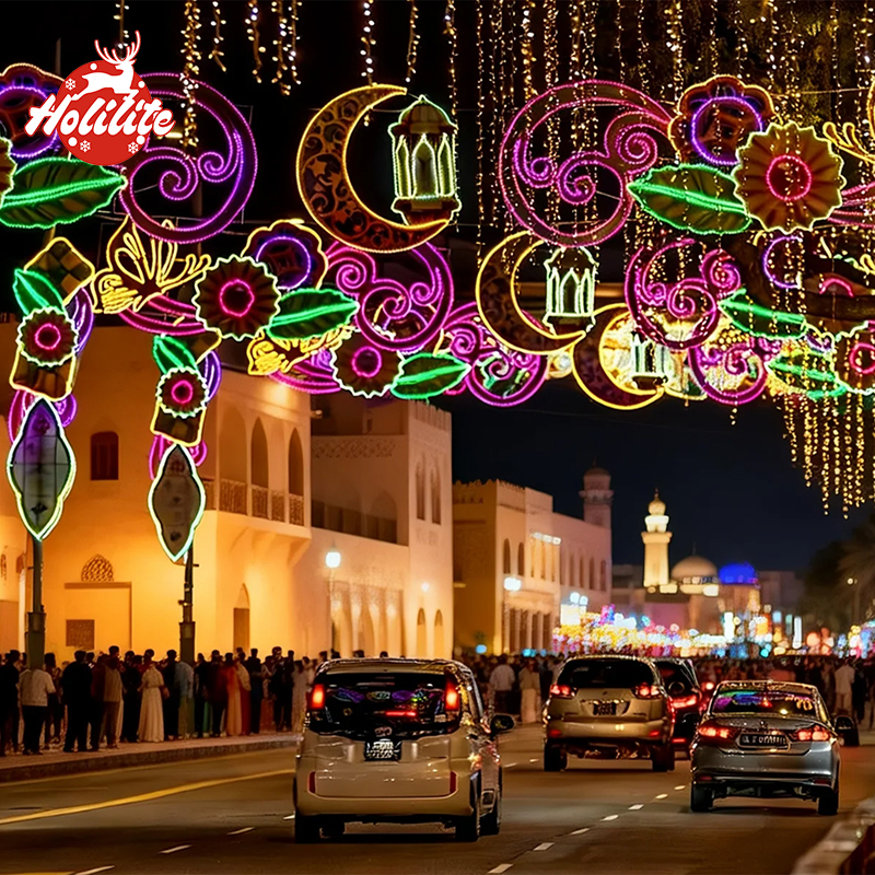 Customizable Ramadan moon light for outdoor decorative exhibitions.