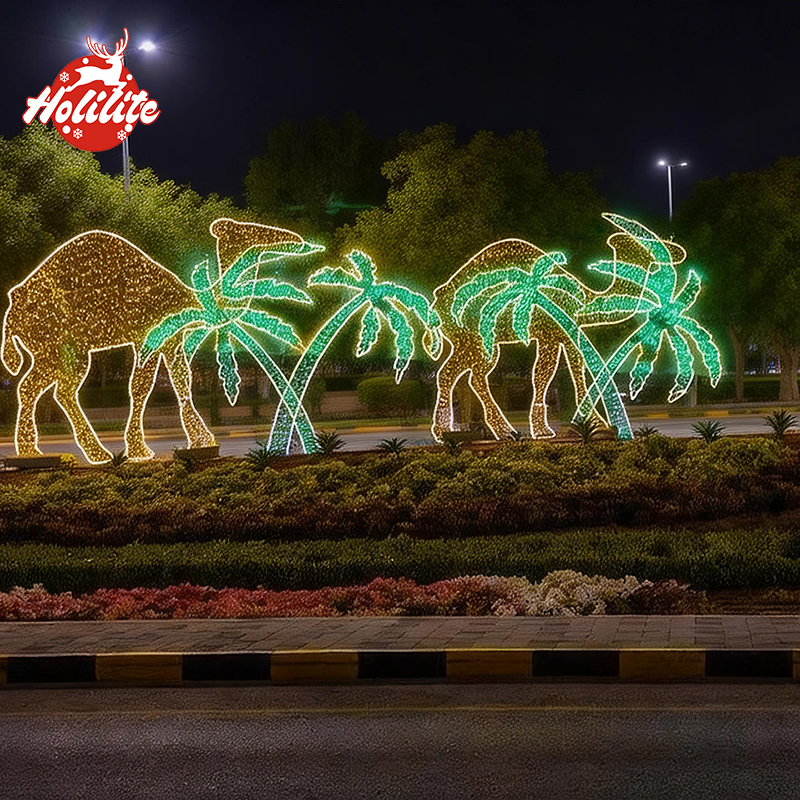 Custom size Ramadan crescent moon LED light for outdoor exhibitions