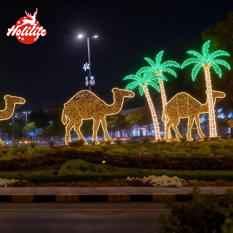 Custom size Ramadan crescent moon LED light for outdoor exhibitions