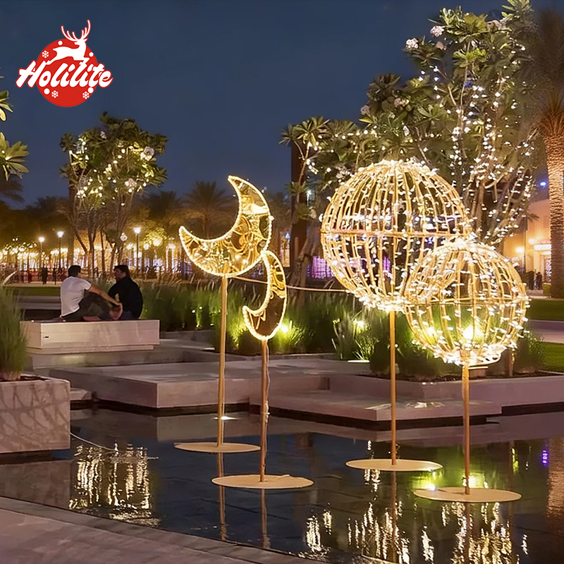 Ramadan crescent moon light designed for large-scale festival installations.