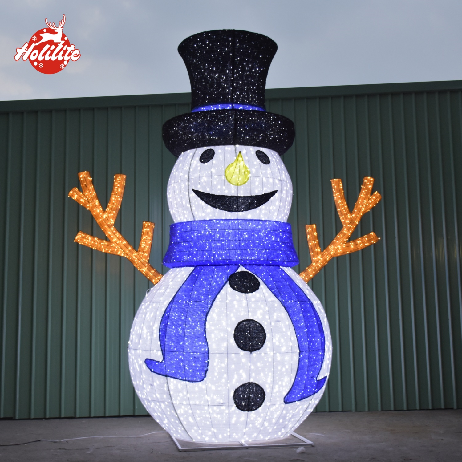 Bonhomme de neige géant illuminé sculpture de Noël extérieure avec lumières LED