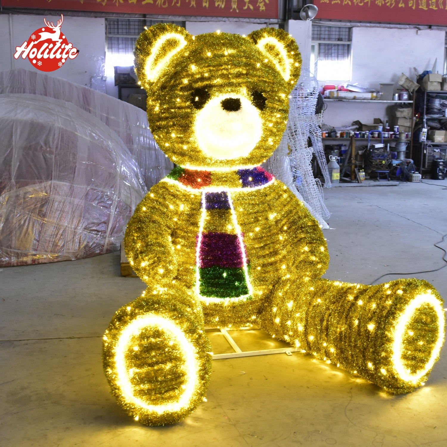 Commercial festive teddy bear motif lighting for public spaces