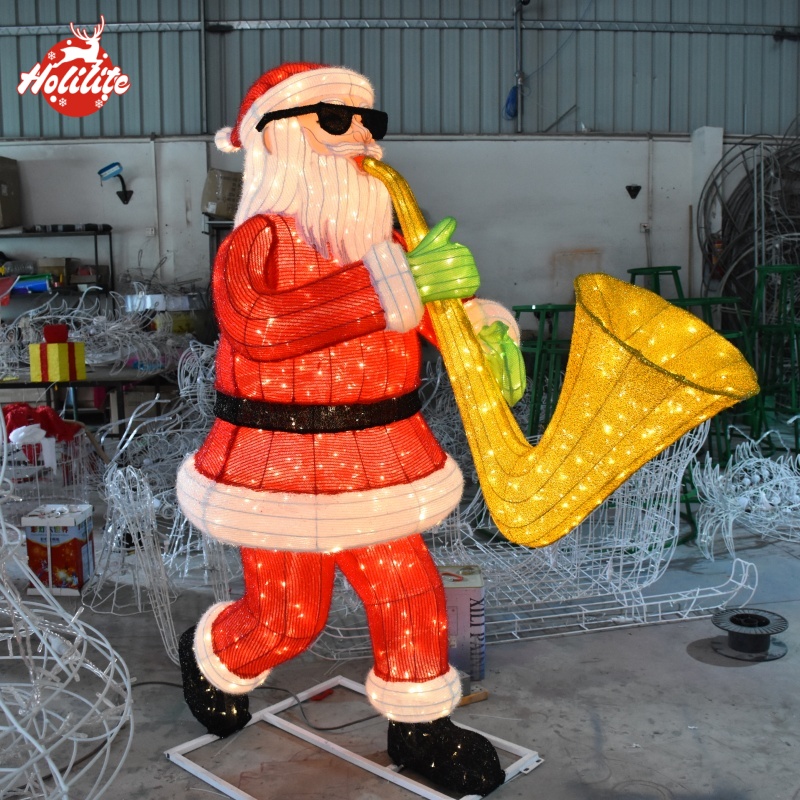 Lumières de Noël commerciales en fil de fer du Père Noël pour les installations dans les parcs