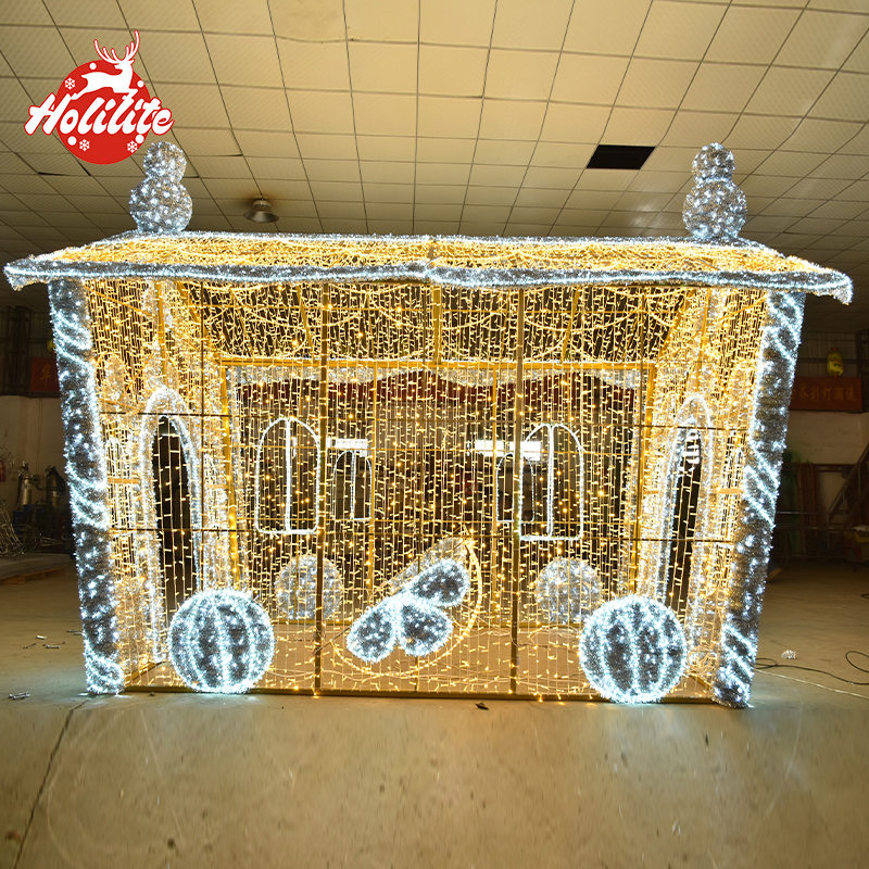 Instalación de luces de casa de Navidad grande al aire libre con luces LED resistentes al agua