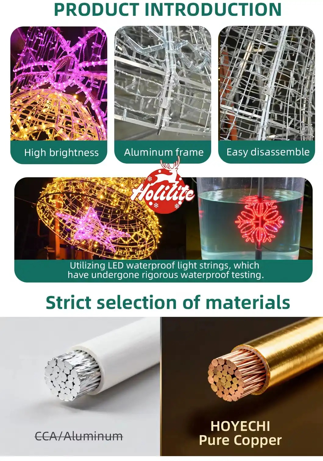 Large-scale 3D Christmas bell decoration with waterproof LED lights for public spaces