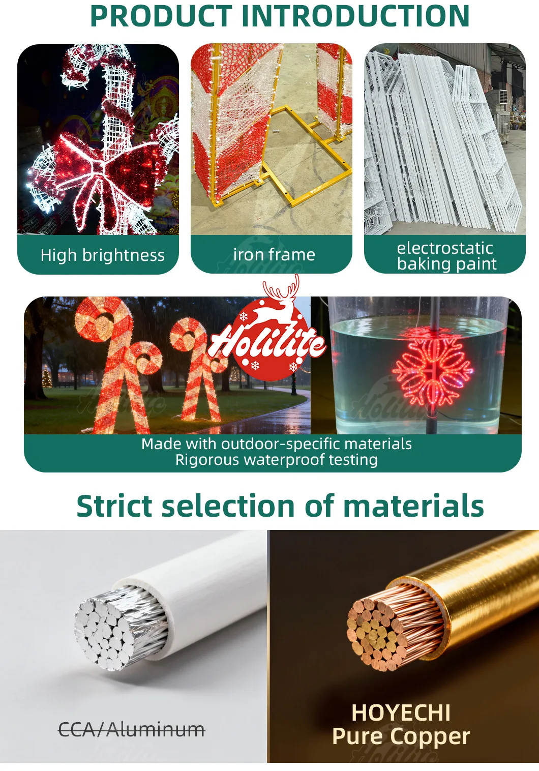 Waterproof performance testing of 3D candy cane decoration light for outdoor use