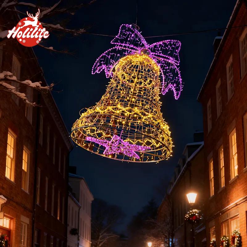 LED Christmas bell light display for festive park and street installations