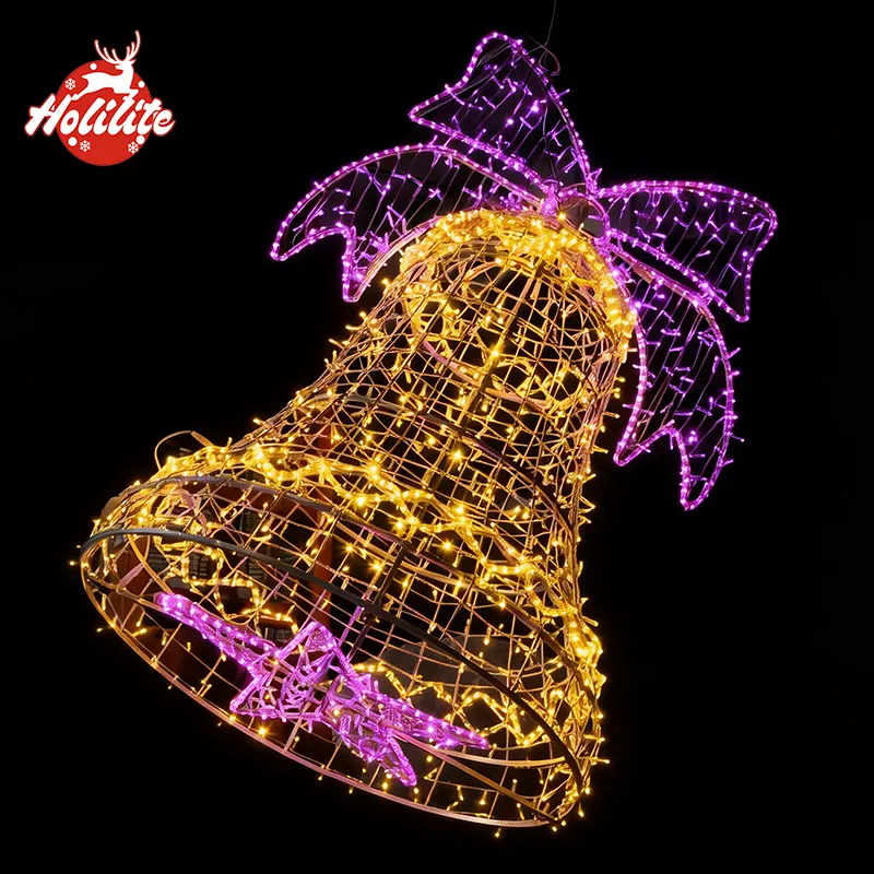 Customizable bell-shaped Christmas street light for commercial holiday exhibitions
