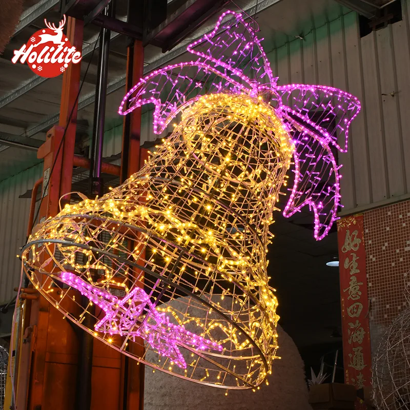 Waterproof Christmas bell light for outdoor holiday events and festive displays real shot