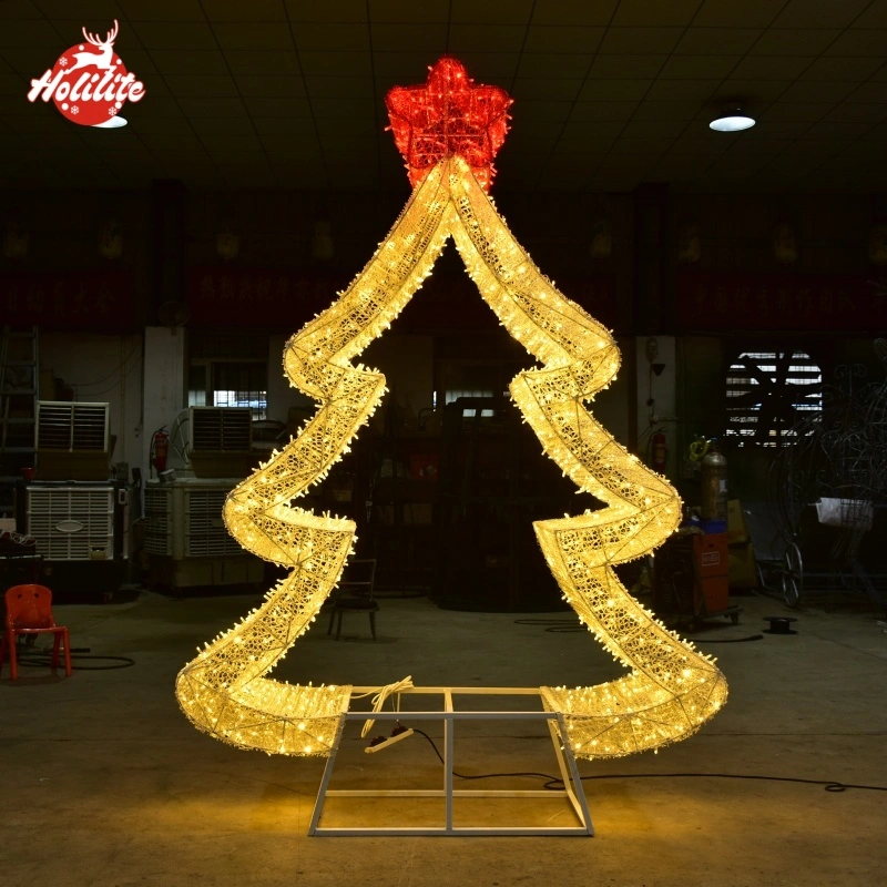 Illuminated Christmas tree outline frame for park and street decoration