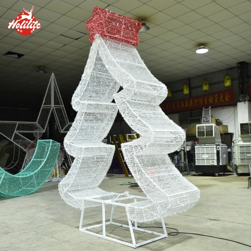 Illuminated Christmas tree outline frame for park and street decoration