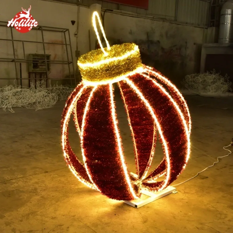Giant commercial hollow Christmas ball light display for outdoor park decoration