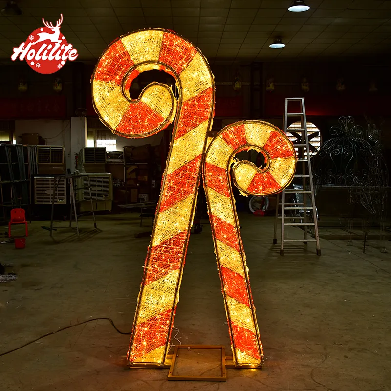 High brightness 3D candy cane decoration light designed for long-term outdoor use