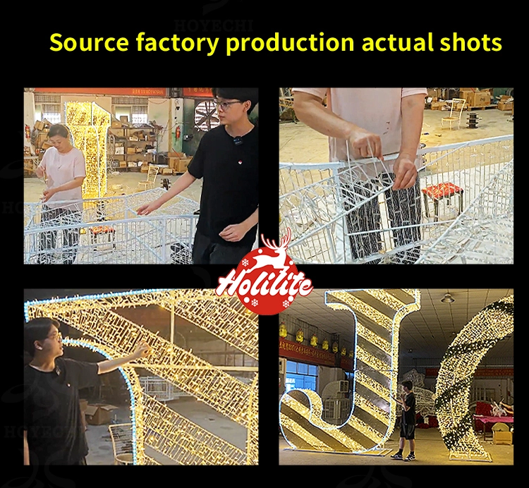 Producción en fábrica de grandes instalaciones de letras luminosas