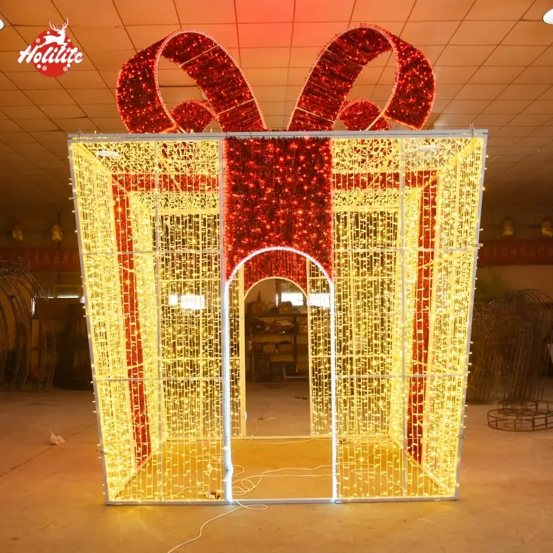 Red Gift Box Arch Light Sculpture