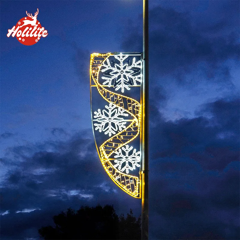 2D snowflake and ribbon shape motif light for street decoration