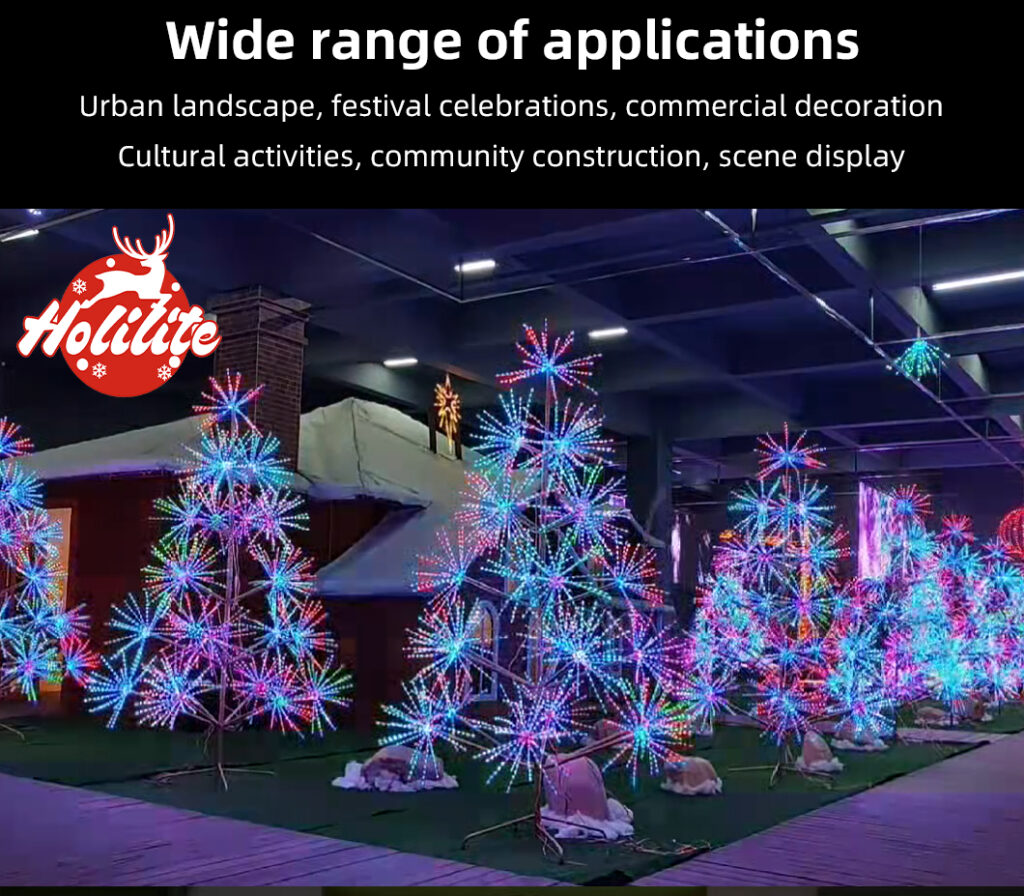 Amplia gama de aplicaciones de la luz dinámica RGB para árboles de fuegos artificiales para la decoración de festivales al aire libre