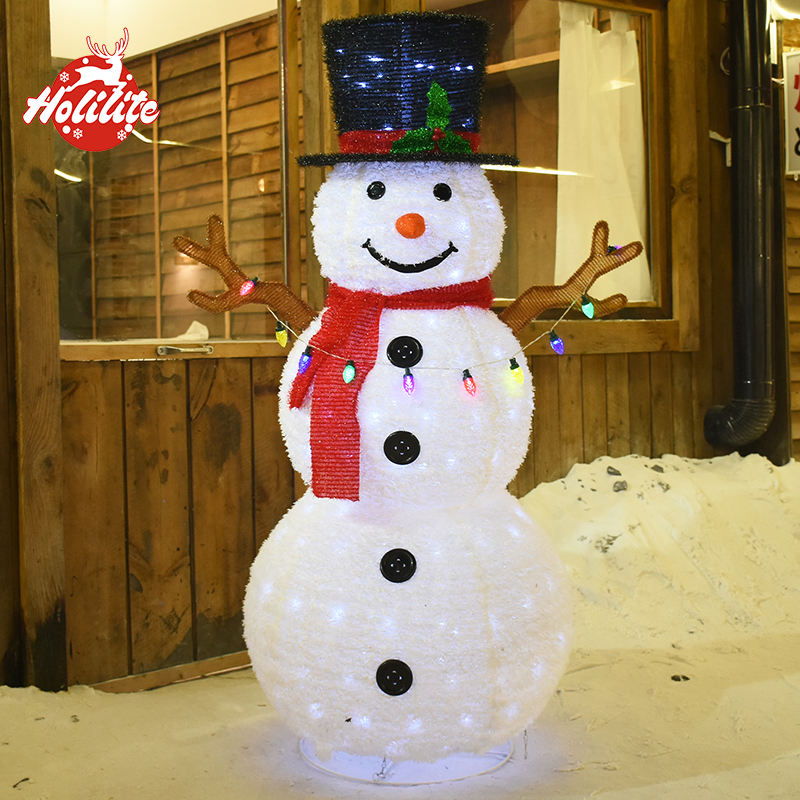 Bonhomme De Neige De Noël Illuminé 90 LED - Décoration Extérieure Et Intérieure 120cm