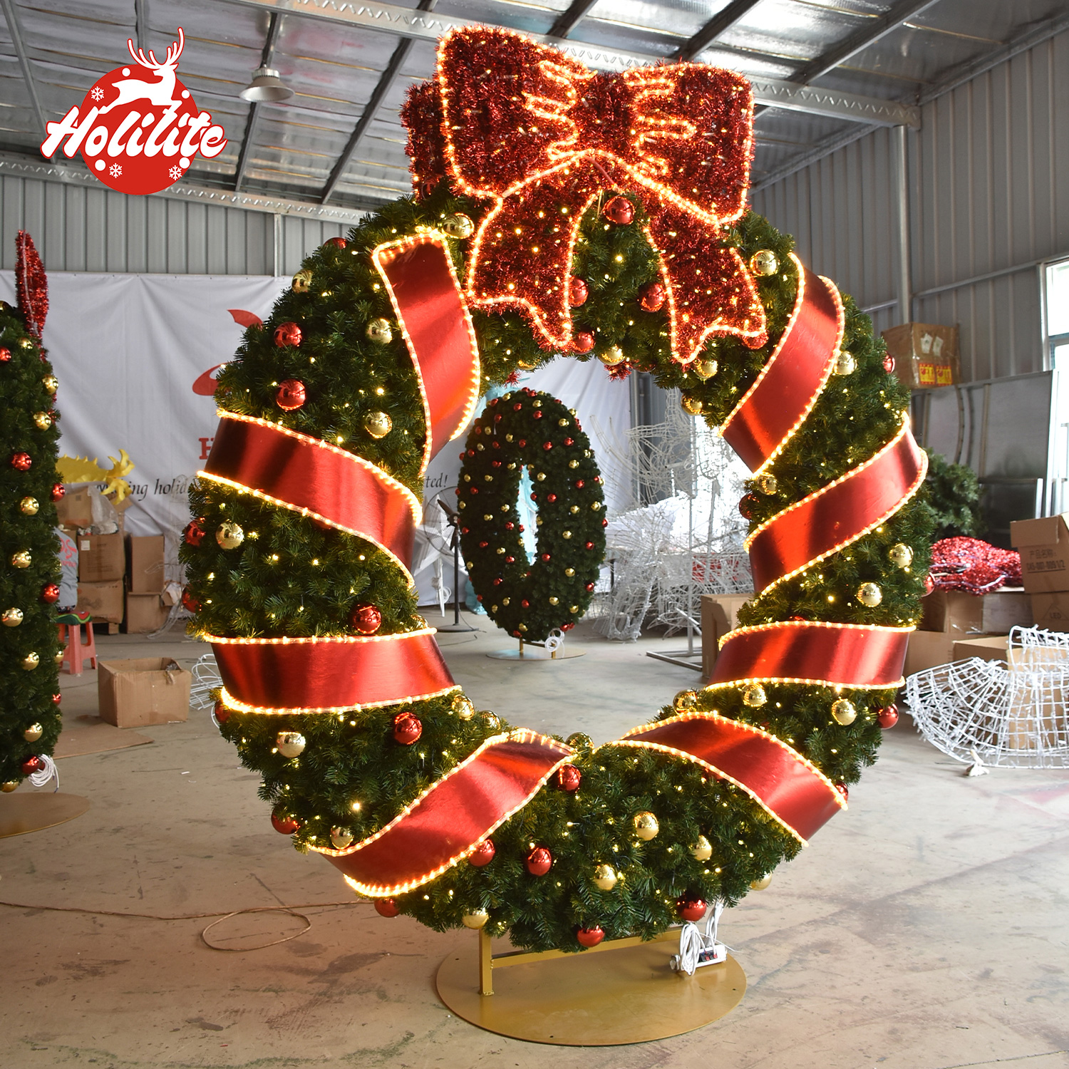 Commercial Christmas wreath product advantages including durable chip long life and waterproof design