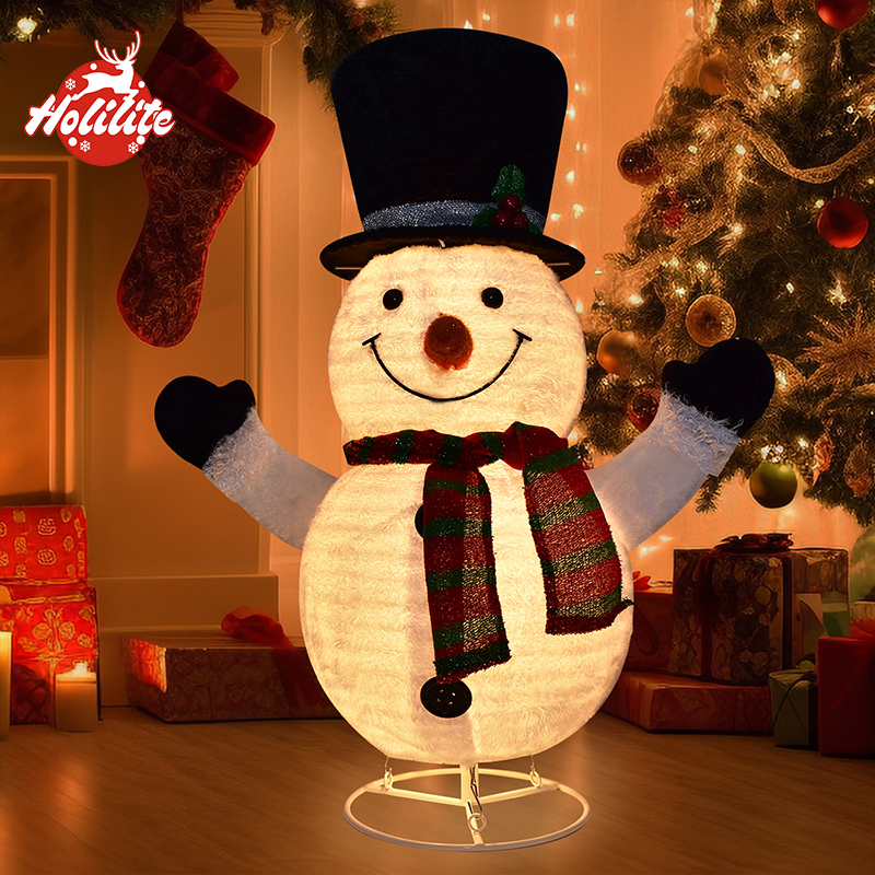 Lighted Pop-Up Christmas Snowman outdoor decoration with LED lights for front yard and garden display