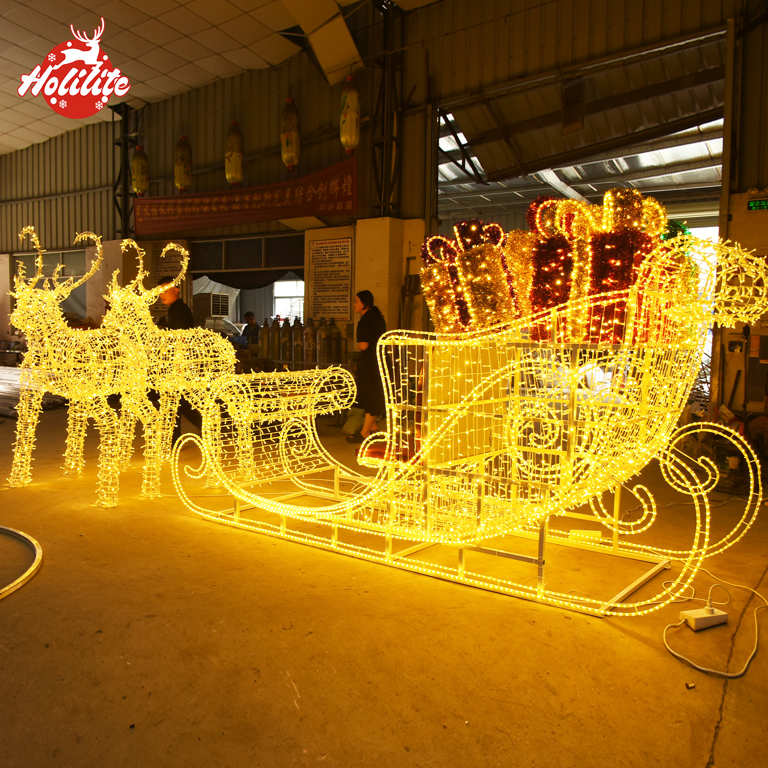 Christmas high reindeer sleigh decoration light