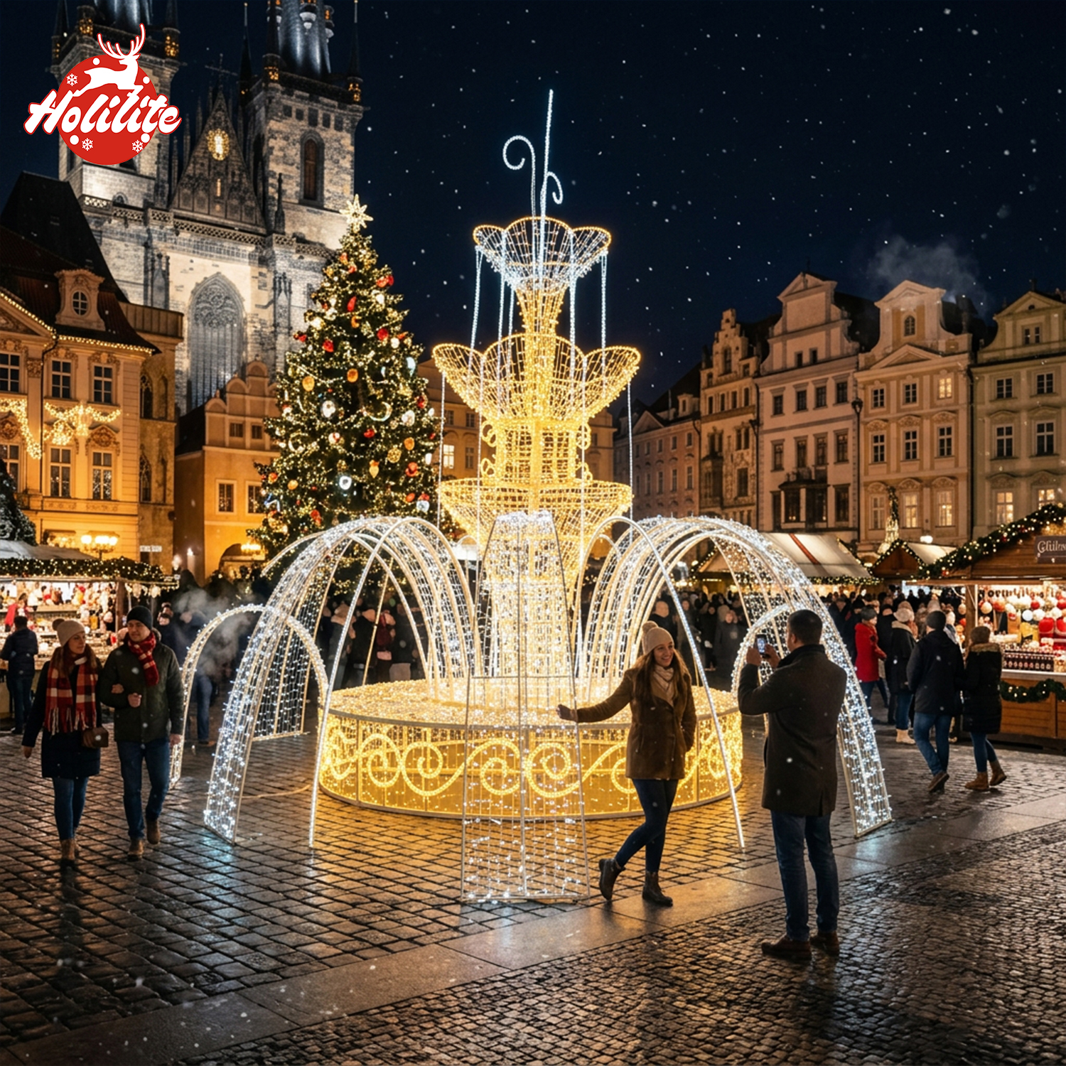 Outdoor LED Fountain Light Attraction for Busy Holiday Events