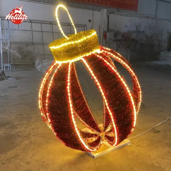 Giant commercial Christmas ball light display for shopping mall entrance and outdoor plaza attraction