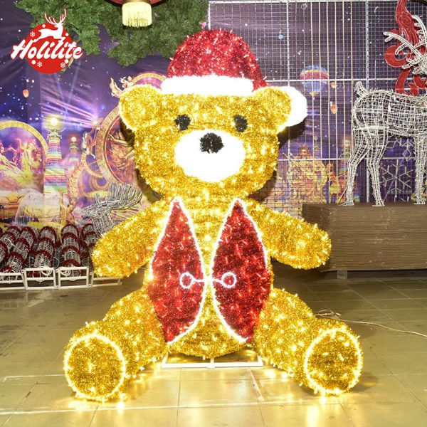 LED Christmas Teddy Bear Outdoor Decoration – Holiday Light Sculpture