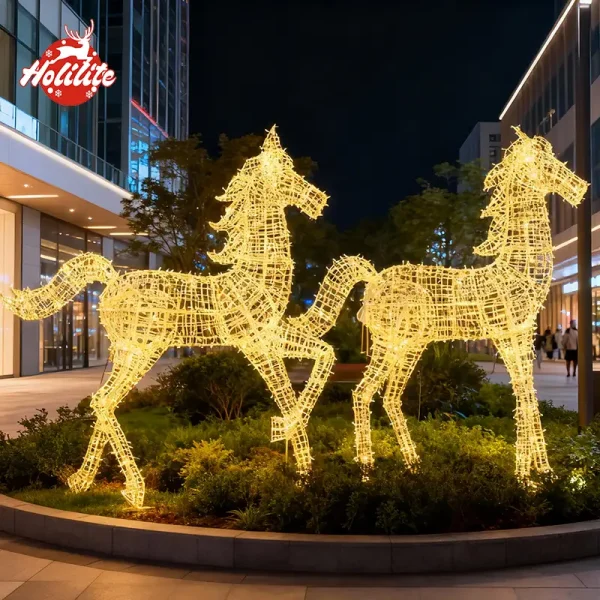 Outdoor Christmas Horse Light Sculpture (8)