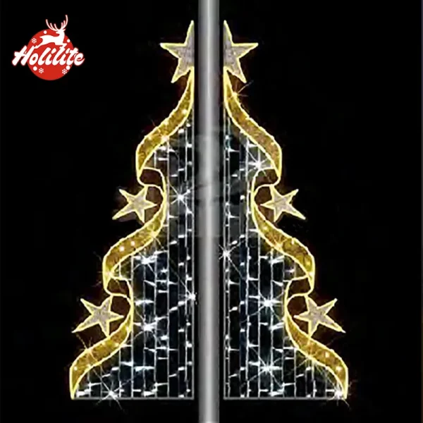 2D Christmas tree shape motif light for street decoration