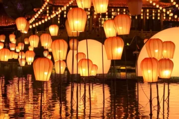 Commercial water-based decorative lanterns used in large-scale outdoor and public lighting projects