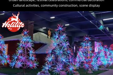 Wide range application of Dynamic RGB fireworks tree light for outdoor festival decoration